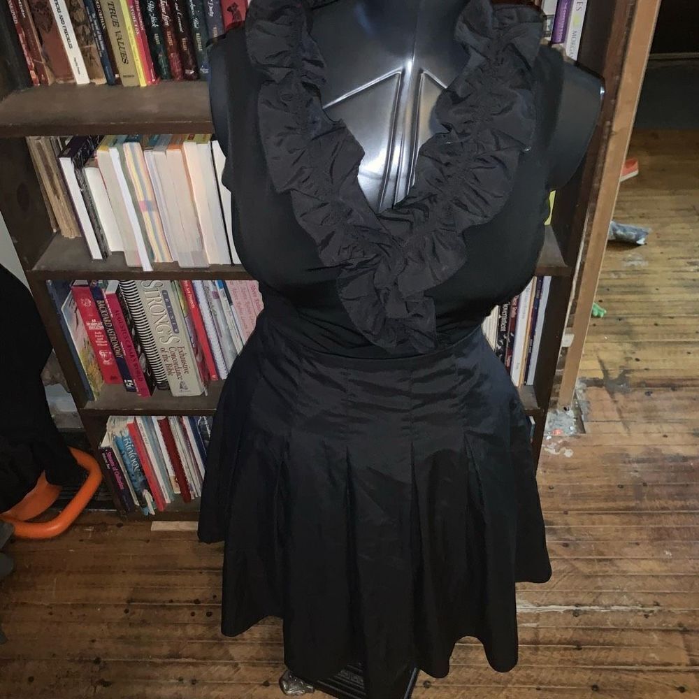 David’s Bridal ruffled v-neck size 6 little black dress